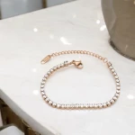 Ατσάλινο βραχιόλι ριβιέρα με διαφανή ζιργκόν (B3189)