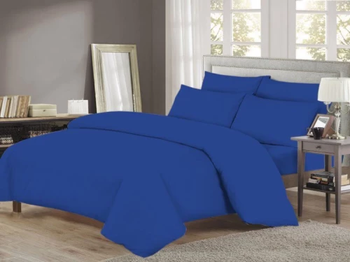 Σετ Σεντόνια Royal Blue Βαμβακερά One Color Γαρύφαλλο - 160x260