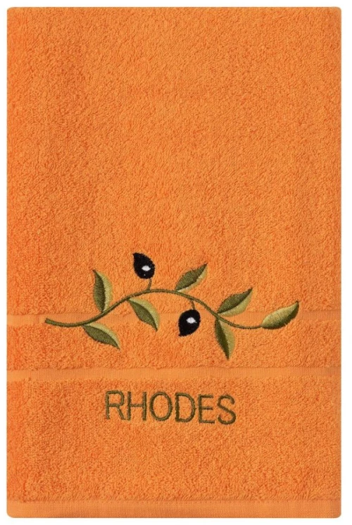 Πετσέτα Σώματος ( 70cm x 140cm ) Πορτοκαλί με Κλαδί ΡΟΔΟΣ Silk Fashion