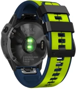 Dual Color Λουράκι για Garmin Fenix 5/6/6 Pro/7/8 (47mm)-Lime/Blue OEM