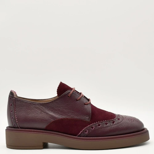 Derbies Παπούτσια Γυναικεία Hispanitas HI243519 Brooklyn σε δέρμα λείο και σουέτ μπορντώ
