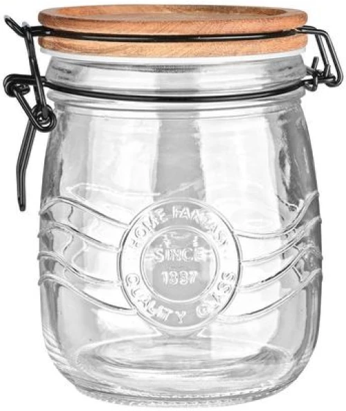 Estia Δοχείο Αποθήκευσης Allure Γυάλινο 750ml 11x11x15.5cm Καπάκι Με Κλιπ 01-23898
