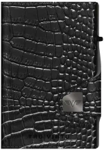 Tru Virtu Leather Wallet Click and Slide Croco Black/Black True Virtu