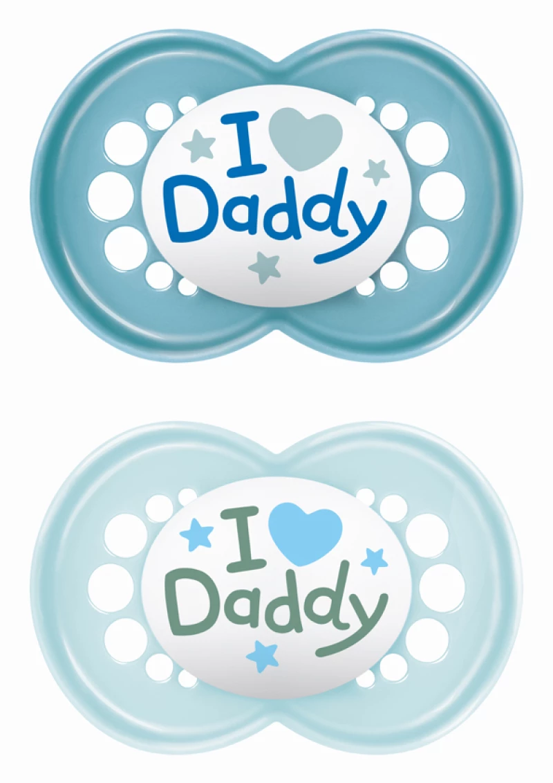 MAM Πιπίλα Ι Love Mummy & Daddy Σιλικόνης 6-16 μηνών Μπλε 170SB1c