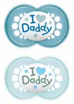 MAM Πιπίλα Ι Love Mummy & Daddy Σιλικόνης 6-16 μηνών Μπλε 170SB1c