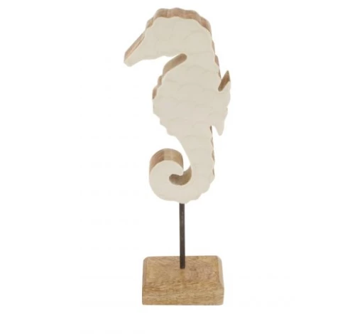 Διακοσμητικό Ιππόκαμπος Ξύλινος Λευκός 18x73εκ.