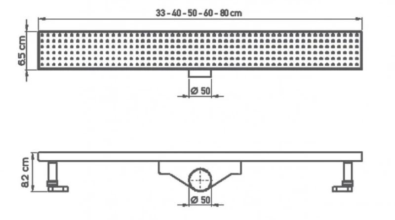 Κανάλι Ντουζiέρας Σιφών Tema Dolu 93766 60cm Ανοξείδωτο Χρωμέ