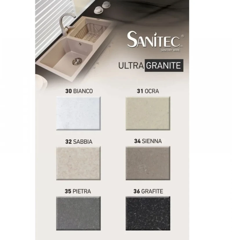 Νεροχύτης Γρανιτένιος Sanitec Ultra Granite 810 51 1B (Ø51) Βαρέως Τύπου Ocra