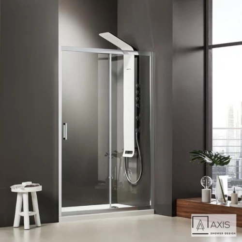 Ευθύγραμμη Καμπίνα Ντουζιέρας Axis Slider 1+1 124-127 x 185cm Clean Glass Chrome
