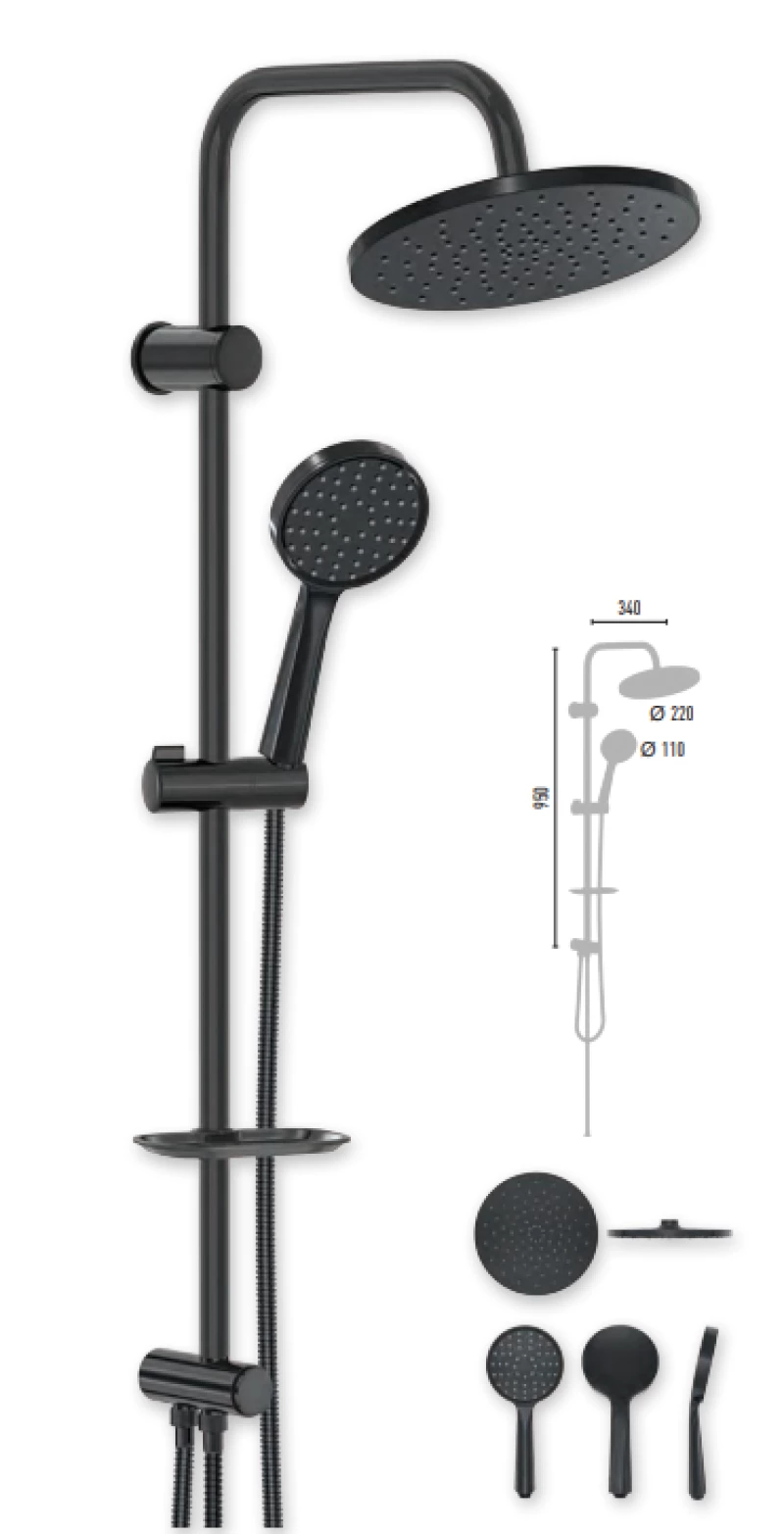 Στήλη Ντους Χωρίς Μπαταρία 95εκ. Duscheline Dushο Piano DM-7073 Μαύρο
