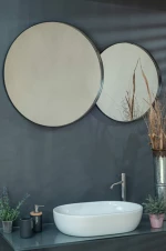 Κρεμαστός Καθρέπτης Double Eye 117X70 εκ. με Led Gold Mat (Χρυσό Ματ)