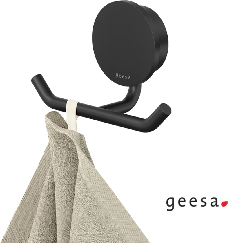 Επίτοιχο Άγκιστρο Διπλό Geesa Opal 7215-400 Black Matt