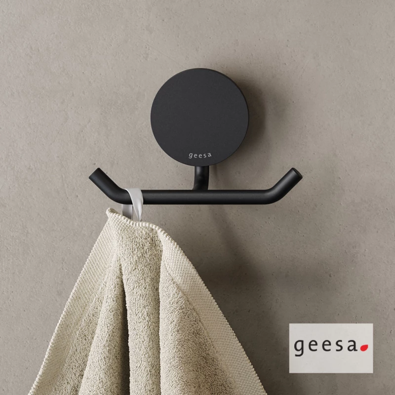 Επίτοιχο Άγκιστρο Διπλό Geesa Opal 7215-400 Black Matt