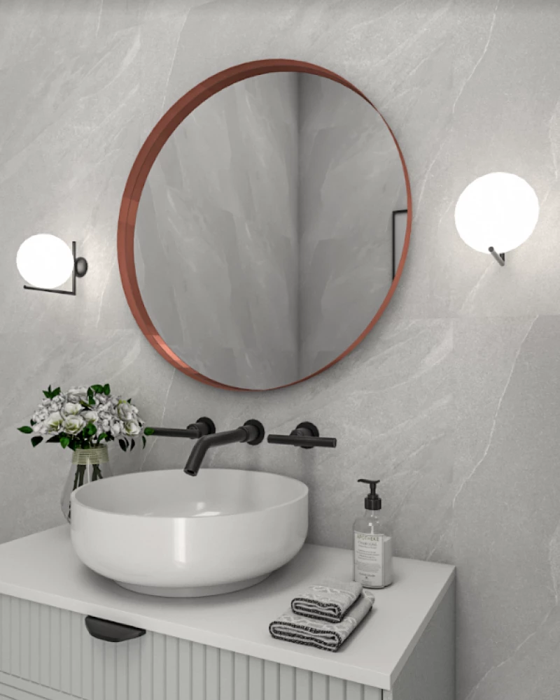 Κρεμαστός Καθρέπτης Iron Circle Slim Φ42 εκ. χωρίς Led Black (Μαύρος)
