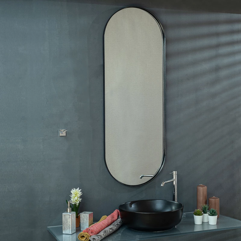 Κρεμαστός Καθρέπτης Iron Semi-Oval 45x125 εκ. με Led Copper (Rame Χαλκού)