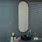 Κρεμαστός Καθρέπτης Iron Semi-Oval 45x125 εκ. με Led Copper (Rame Χαλκού)