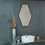 Κρεμαστός Καθρέπτης Iron Polygon 50x80 εκ. με Led Brushed (Βουρτσισμένο Ίνοξ)