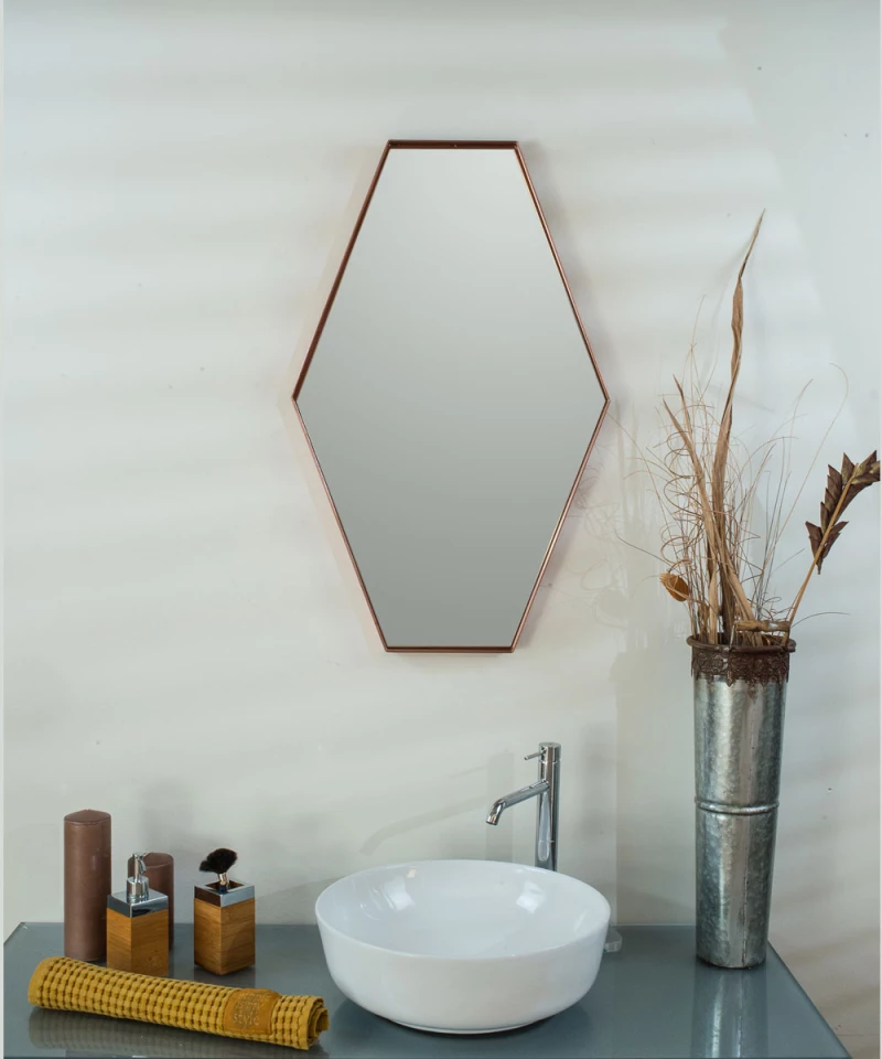 Κρεμαστός Καθρέπτης Iron Polygon 50x80 εκ. με Led Brushed (Βουρτσισμένο Ίνοξ)