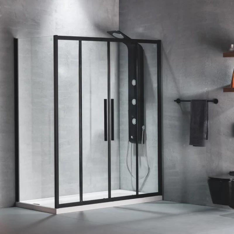 Ευθύγραμμη Καμπίνα Ντουζιέρας Devon Flow Slider 177-181x195cm Clear Glass SL2F180C-400 Black Matt
