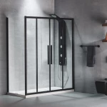 Ευθύγραμμη Καμπίνα Ντουζιέρας Devon Flow Slider 177-181x195cm Clear Glass SL2F180C-400 Black Matt