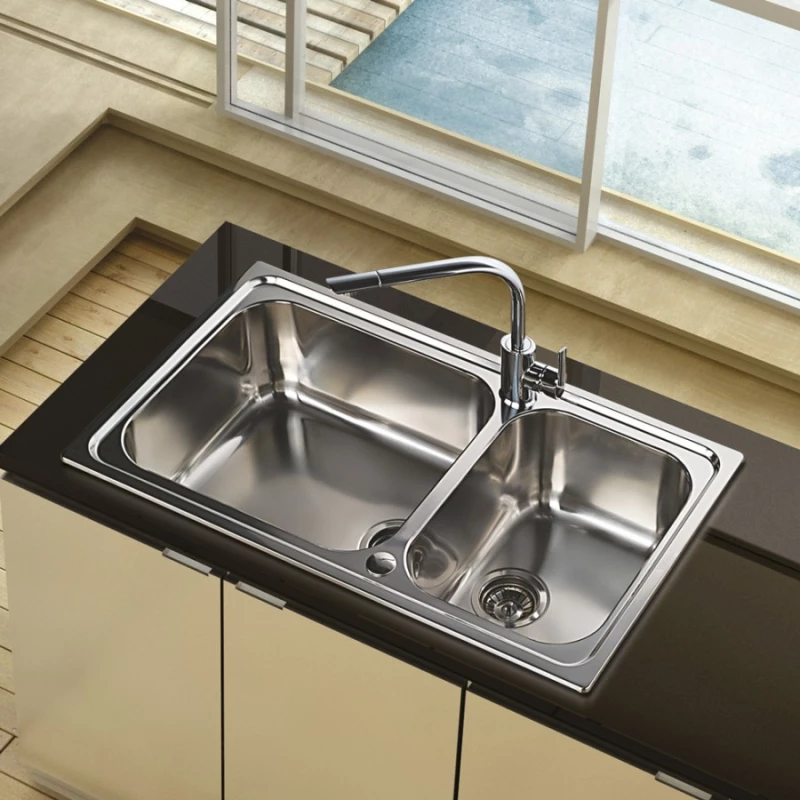Νεροχύτης Κουζίνας Ανοξείδωτος Apell Linear 86Χ50 8520-112 Inox Σαγρέ