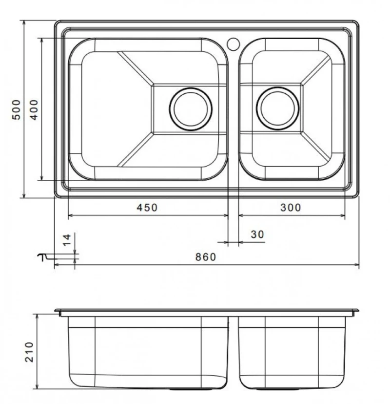 Νεροχύτης Κουζίνας Ανοξείδωτος Apell Linear 86Χ50 8520-112 Inox Σαγρέ
