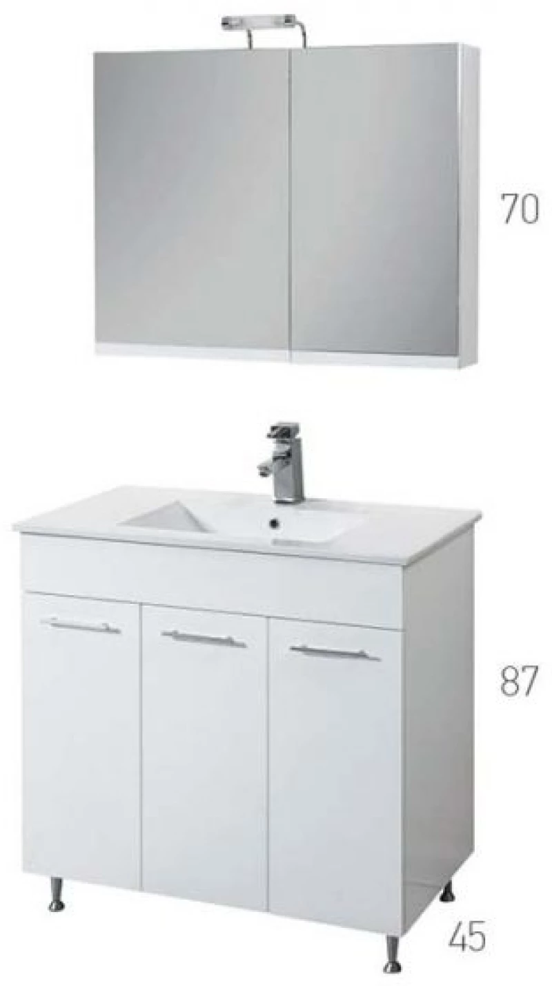 Βάση Επίπλου Μπάνιου MDF Λάκα Λευκή Mabo Apia 90 cm Με Νιπτήρα