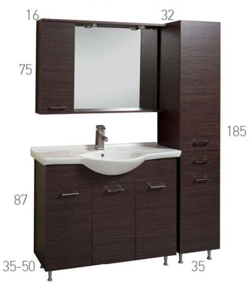 Βάση Επίπλου Μπάνιου Mabo Economy 55 cm Laminate Με Νιπτήρα