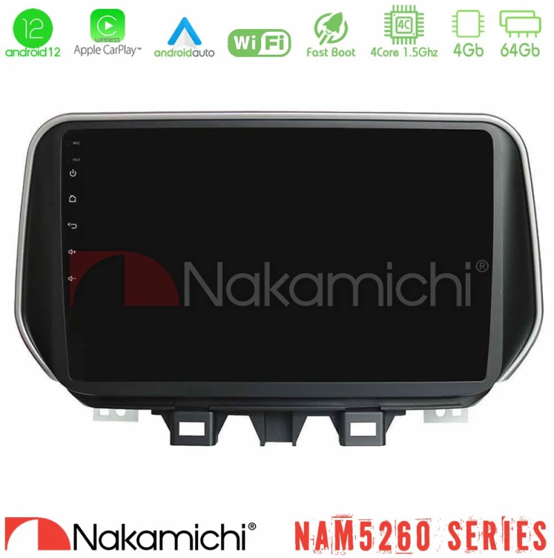 Nakamichi NAM5260 Series 4Core Android12 4+64GB Hyundai Tucson 2019-> Navigation Multimedia Tablet 9" Με Carplay & Android Auto