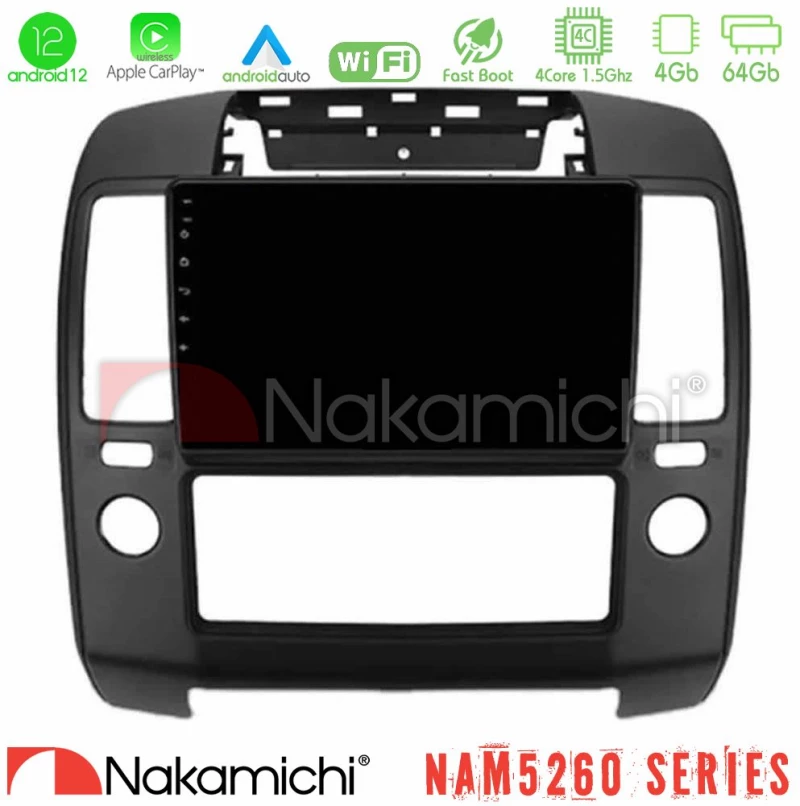 Nakamichi NAM5260 Series 4Core Android12 4+64GB Nissan Navara Navigation Multimedia Tablet 9" Με Carplay & Android Auto