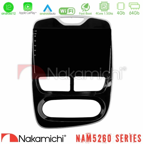 Nakamichi NAM5260 Series 4Core Android12 4+64GB Renault Clio 2012-2016 Navigation Multimedia Tablet 10" Με Carplay & Android Auto