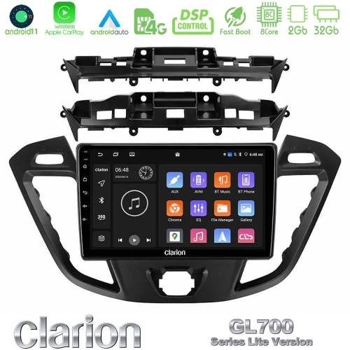 Clarion GL700 Lite Series 8Core Android11 2+32GB Ford Transit Custom/Tourneo Custom Navigation Multimedia Tablet 9" Με Carplay & Android Auto