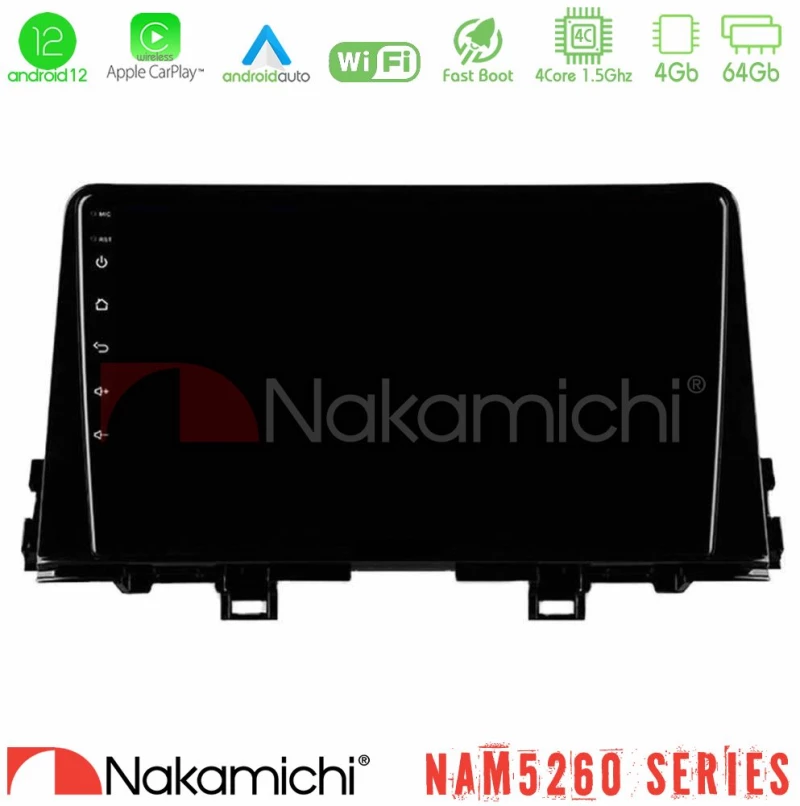 Nakamichi NAM5260 Series 4Core Android12 4+64GB Kia Picanto 2017-2021 Navigation Multimedia Tablet 9" Με Carplay & Android Auto