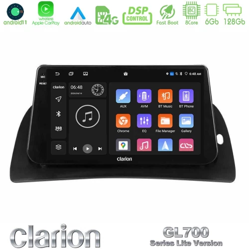 Clarion GL700 Lite Series 8Core Android11 6+128GB Renault Kangoo 2013-2018 Navigation Multimedia Tablet 9" Με Carplay & Android Auto