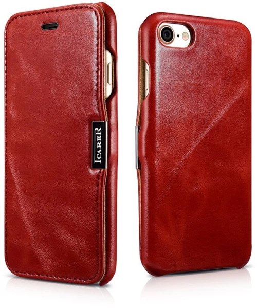 iCarer Vintage Series Side-Open Δερμάτινη Θήκη Apple iPhone SE 2022 / 2020 / 8 / 7 - Red (11277)