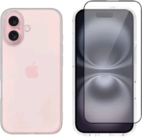 Θήκη & Αντιχαρακτικό Γυαλί Προστασίας Apple iPhone 16 - Vivid Set Gelly Case Σετ Διάφανη Σιλικόνης & Full Face Tempered Glass Οθόνης - Transparent / Black (VIGELLY496GLASSBK)