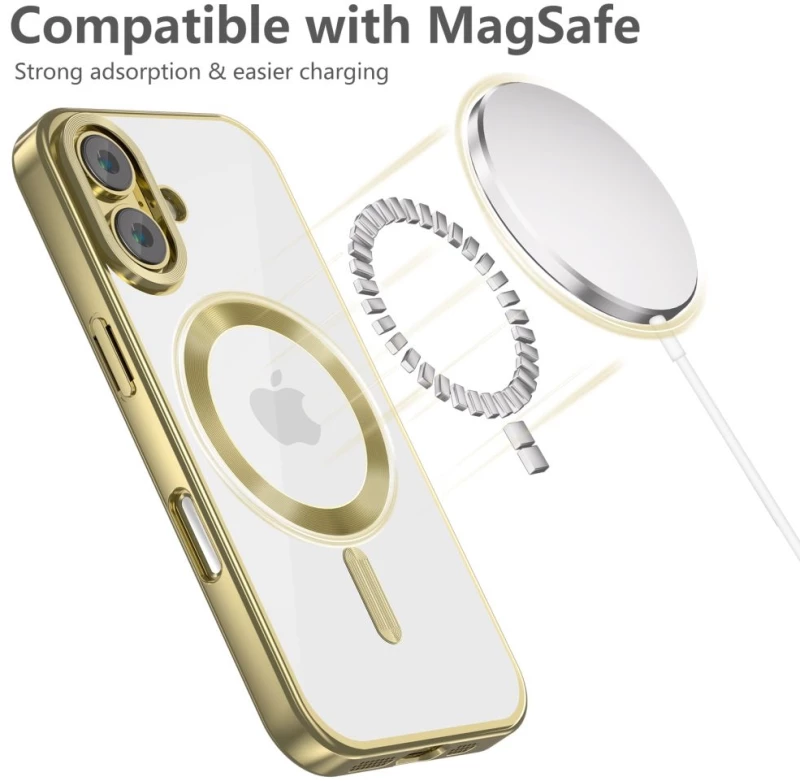 Θήκη Apple iPhone 16 - Tech-Protect MagFlex Διάφανη Σιλικόνης με MagSafe - Satin Gold (5906302312139)