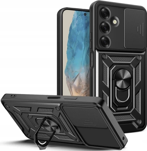 Θήκη Samsung Galaxy M35 - Tech-Protect Camshield Pro Ανθεκτική με Κάλυμμα για την Κάμερα & Μεταλλικό Ring Holder - Black (5906302310340)
