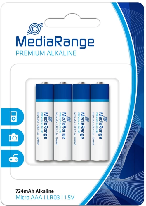 Mediarange Premium Alkaline Batteries Micro Aaa|lr03|1.5v Pack 4  (Mrbat101)