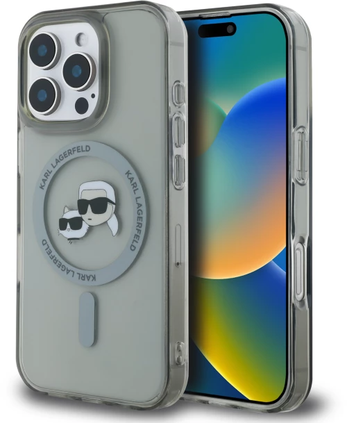 Karl Lagerfeld Magsafe Ringstand Case “karl + Choupette’s Head” Θήκη Προστασίας από Σκληρό Πλαστικό για Iphone 16 pro (Μαύρο – Klhmp16lhlskck)