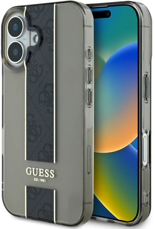 Guess Translucent iml 4g Middlestripe Case Θήκη Προστασίας από Σιλικόνη – Iphone 16 (Μαύρο – Guhcp16shs4ppk)