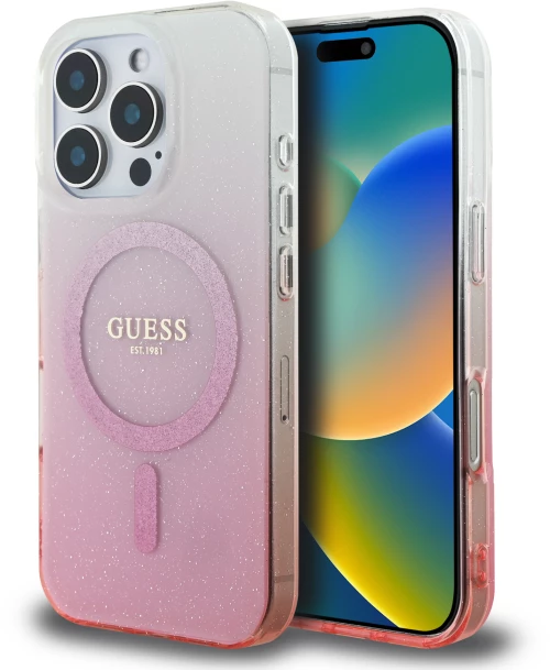 Guess “glitter Gradient” Hard Case Θήκη Προστασίας από Σκληρό Πλαστικό – Iphone 16 pro max (Ροζ – Guhmp16xhgrcelp)