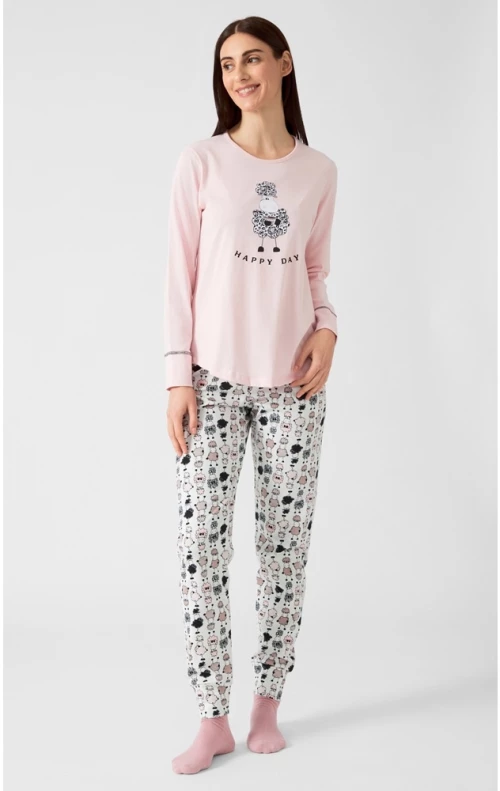Minerva Γυναικεία Χειμερινή Βαμβακερή Πυζάμα Relaxed Fit 90-52996-678