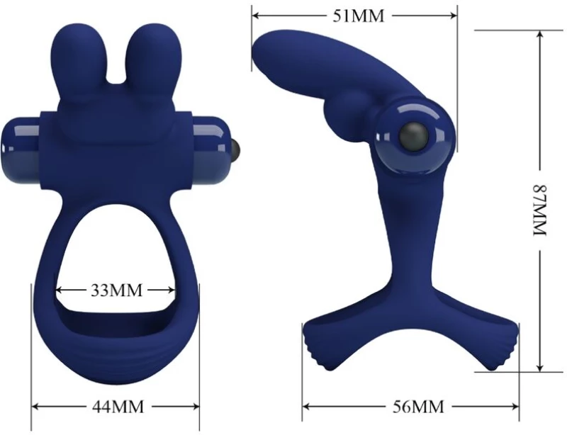PRETTY LOVE - FRANCISCO DOUBLE VIBRATING RING RABBIT BLUE