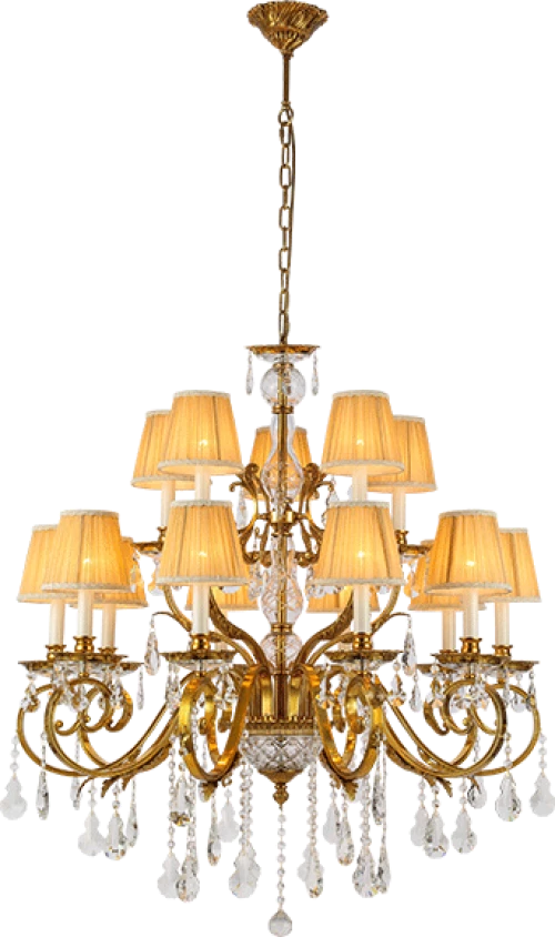 RALPH CHANDELIER 15XE14 BRASS/CRYSTALS