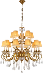 RALPH CHANDELIER 15XE14 BRASS/CRYSTALS