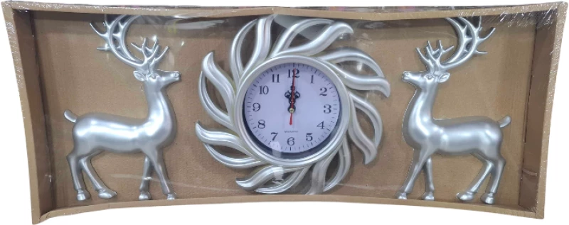 Ρολόι τοίχου με διακοσμητικά ελάφια - 3pcs - 808-5 - 380852 - Silver