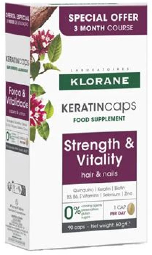 Klorane Keratin Caps Συμπλήρωμα Διατροφής Για Μαλλιά & Νύχια 90 κάψουλες