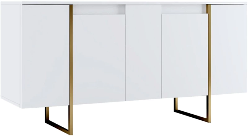 Μπουφές Luxe Megapap χρώμα λευκό - χρυσό 160x35x80εκ.