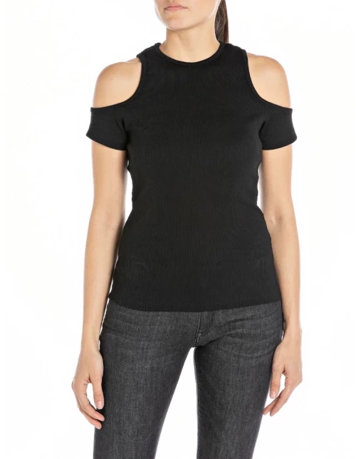 Replay Woman Black Top Bare_Shoulders
